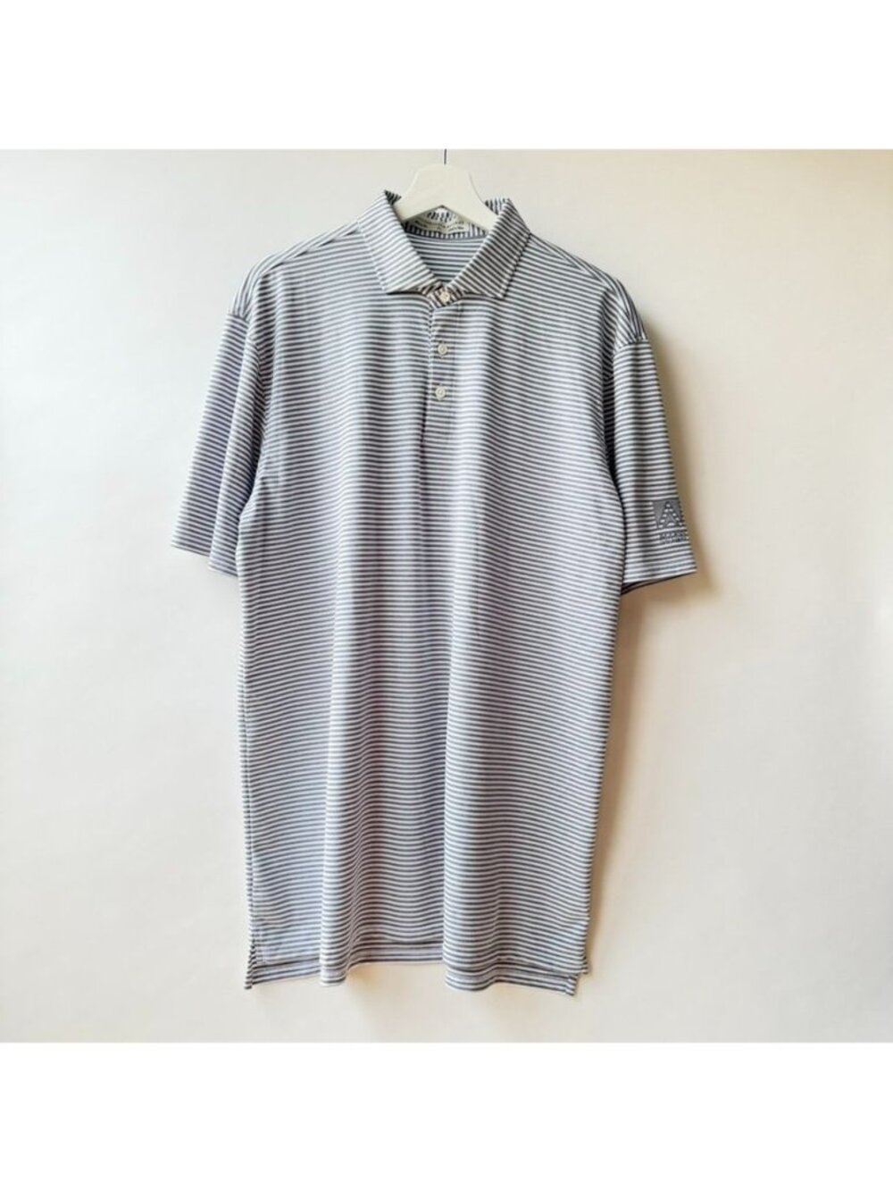 Holderness & Bourne Gray White Striped Customized Polo Shirt Men's Size XL